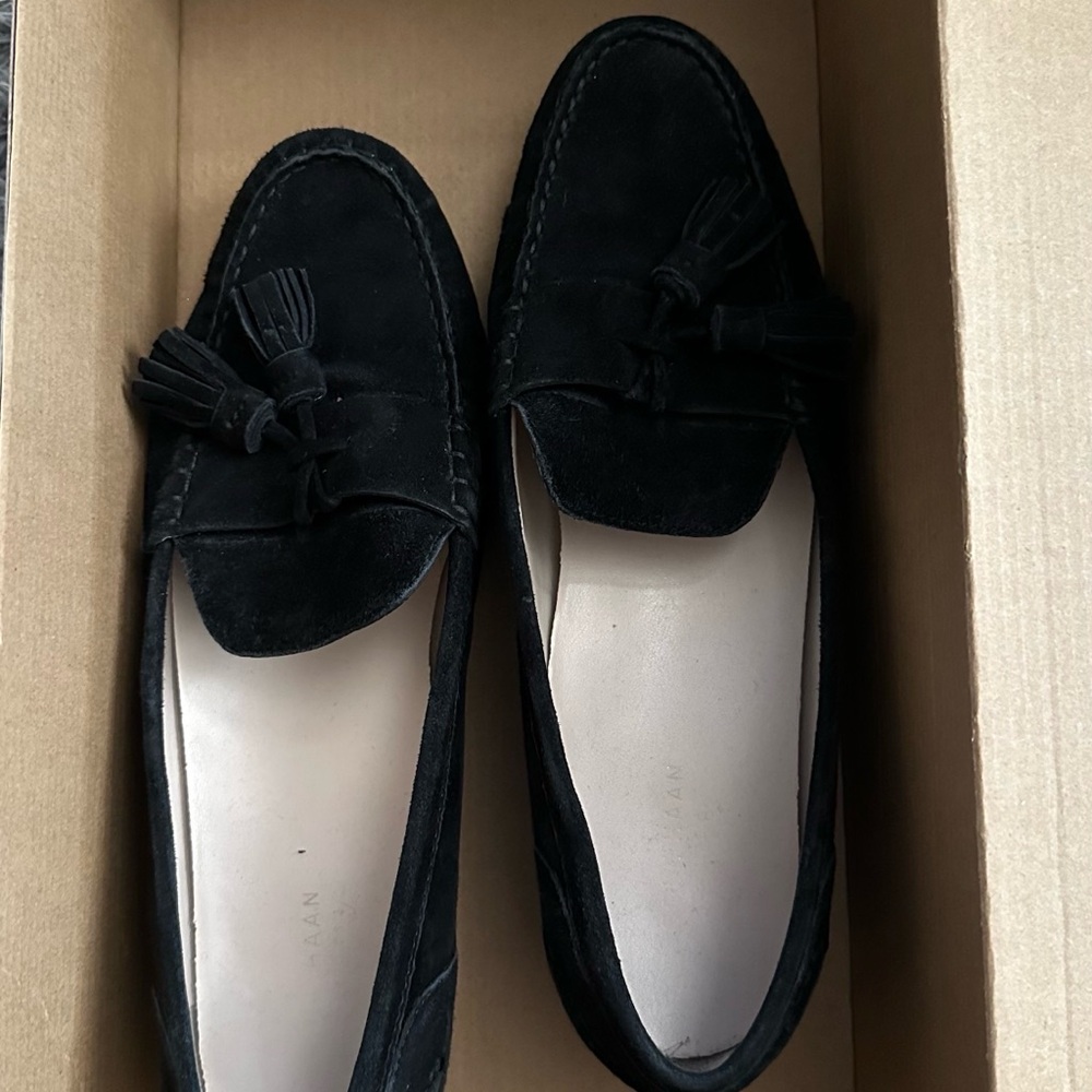 Cole Haan Black Suede Tassel Loafers